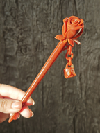 Crimson Unctuous Dual Rose Jade Hairpin