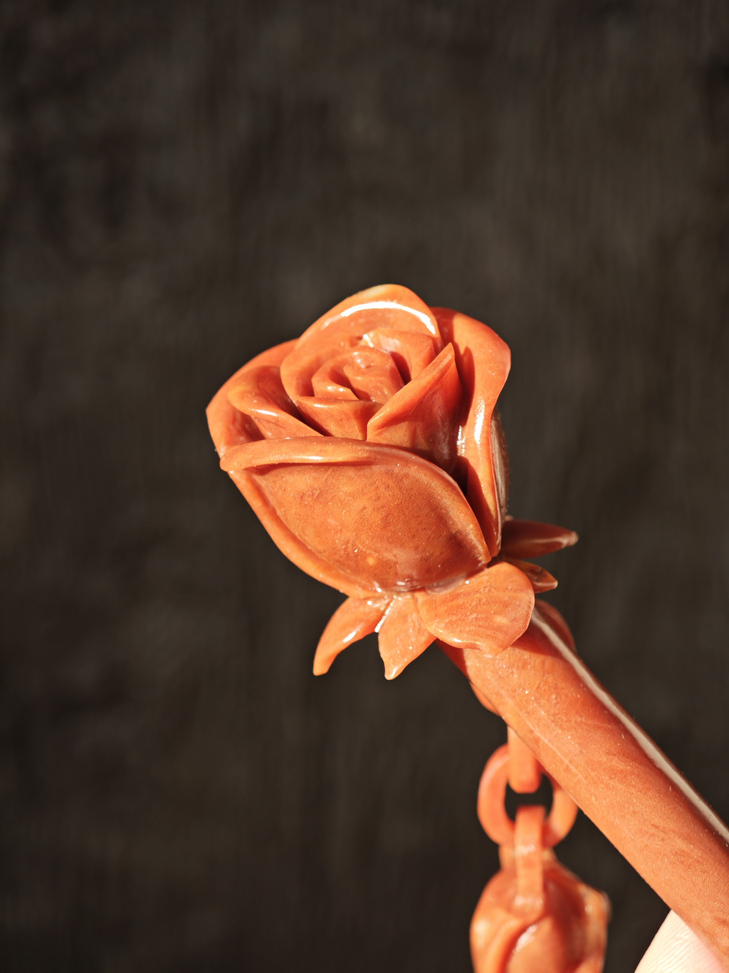 Crimson Unctuous Dual Rose Jade Hairpin