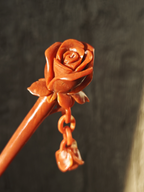 Crimson Unctuous Dual Rose Jade Hairpin