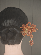 Crimson Chrysanthemum Jade Pin