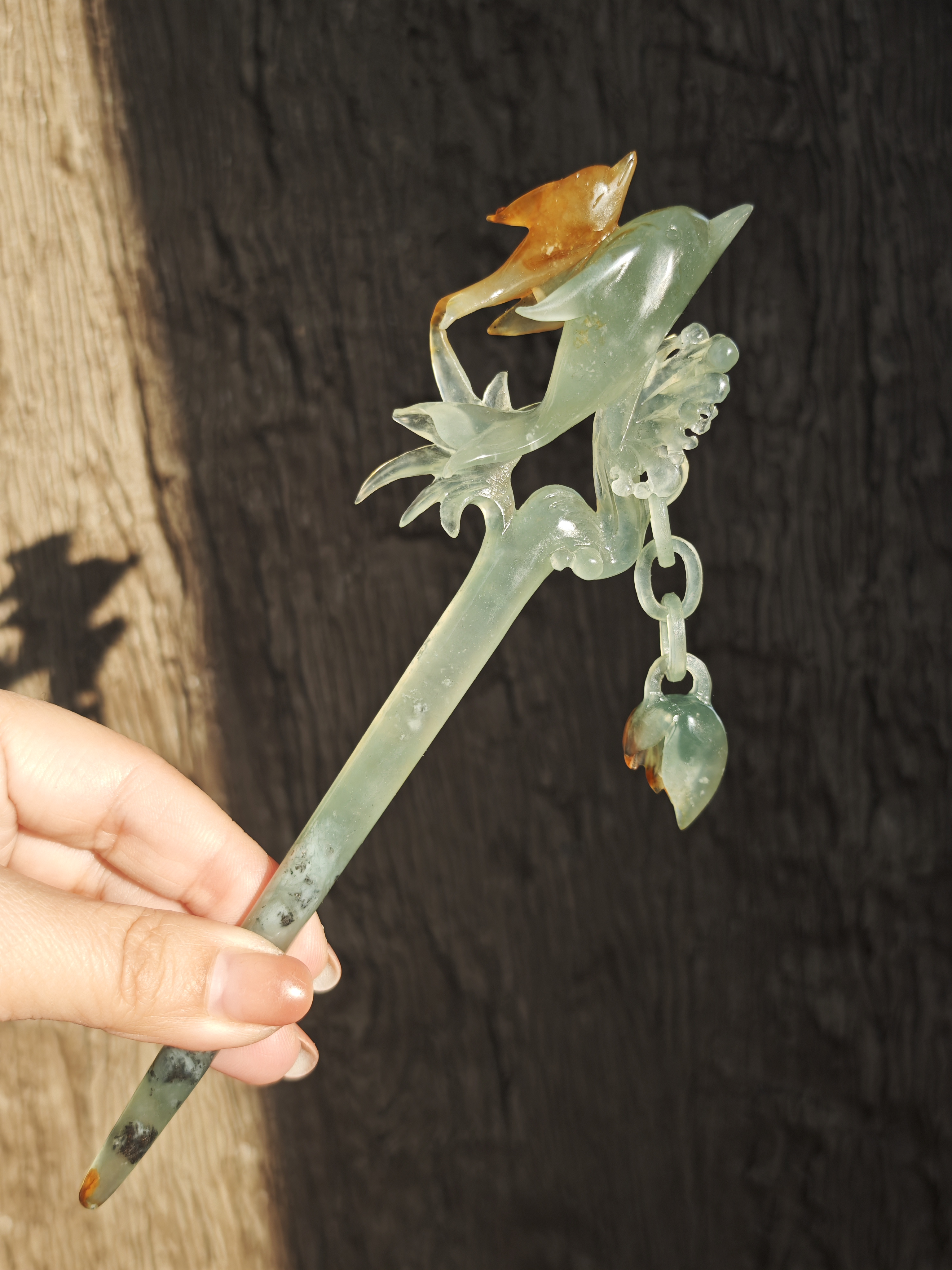 Variegated Dolphin Jade Hairpin