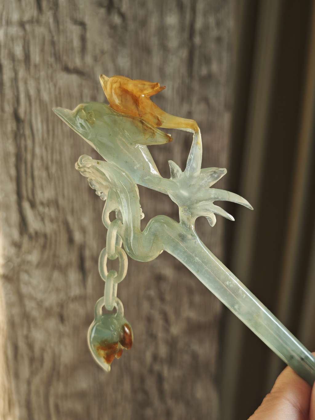 Variegated Dolphin Jade Hairpin
