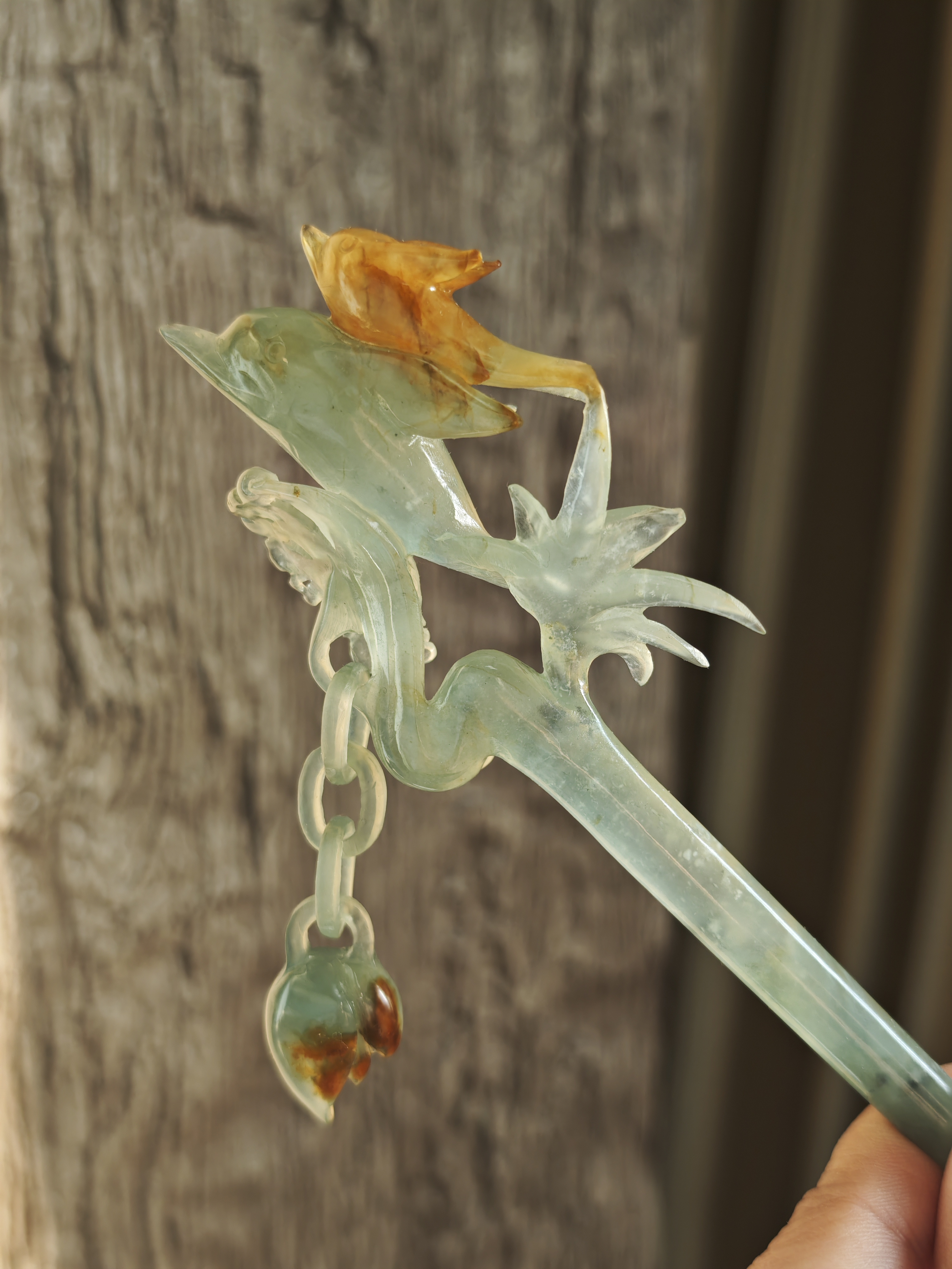 Variegated Dolphin Jade Hairpin