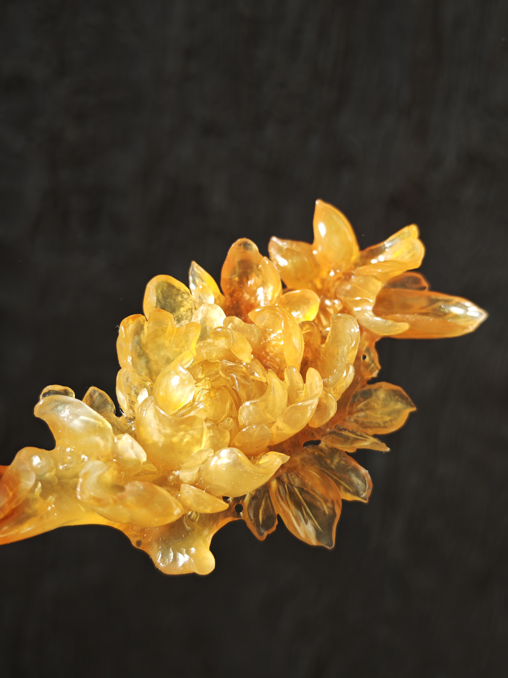 Golden Lustrous Regal Peony Jade Hairpin