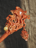 Crimson Ripple Jellyfish Jade Hairpin