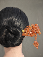 Crimson Ripple Jellyfish Jade Hairpin