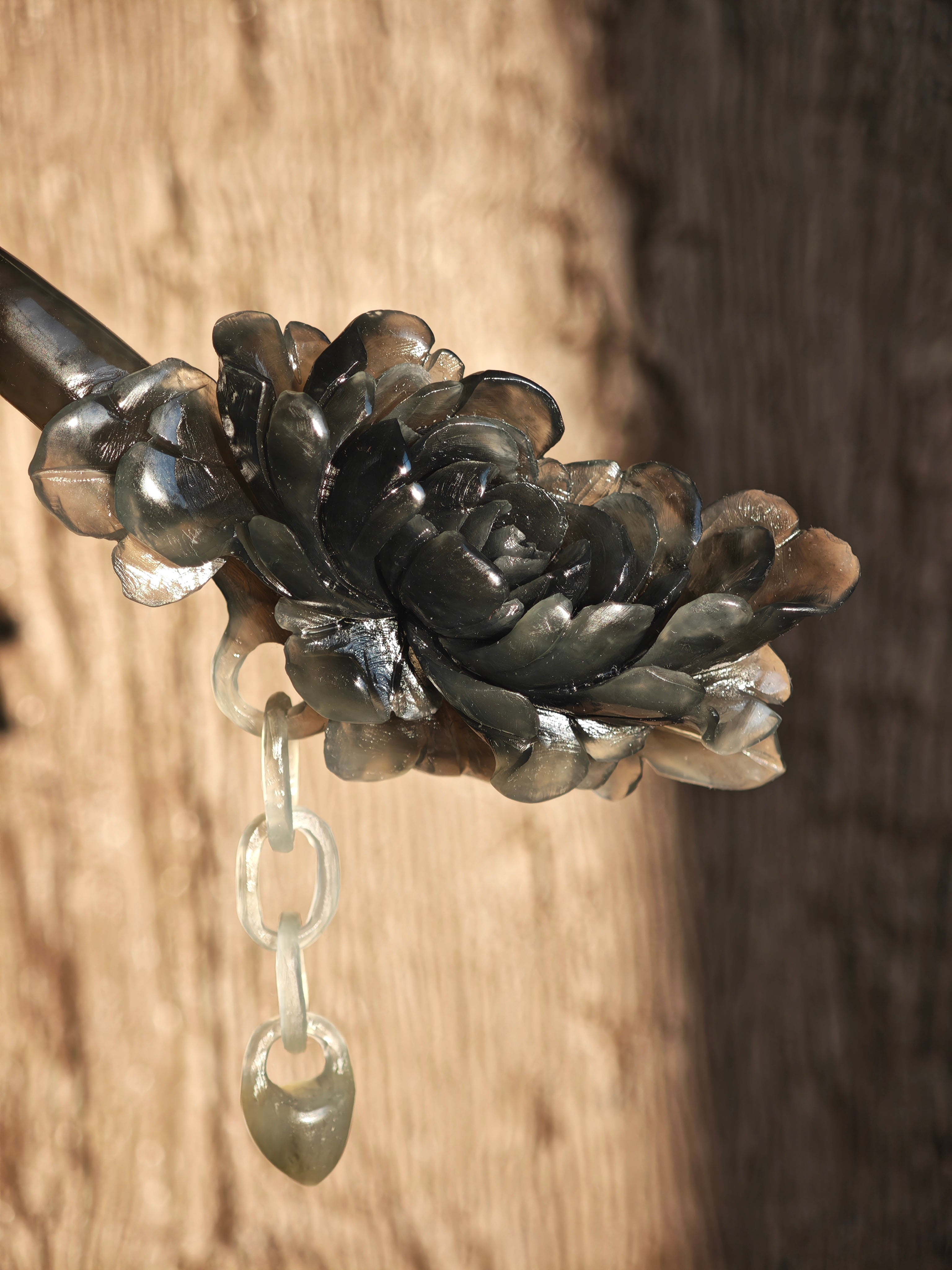 Ink Dynasty Hairpin — Where Poetic Ink Meets Blooming Splendor