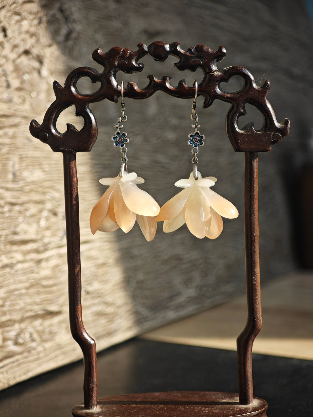 Oriental Bloom: Pink Magnolia Earrings