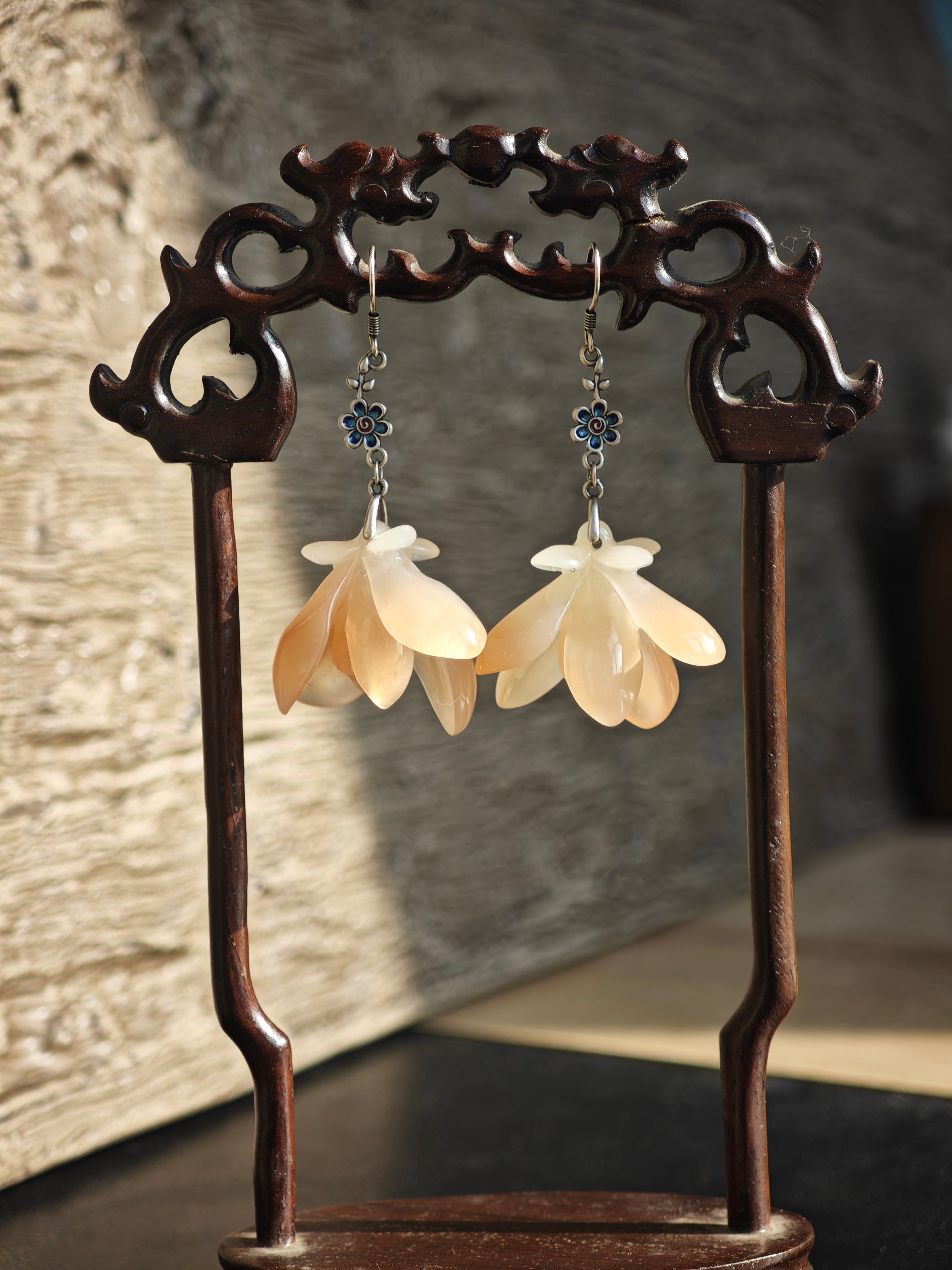 Oriental Bloom: Pink Magnolia Earrings