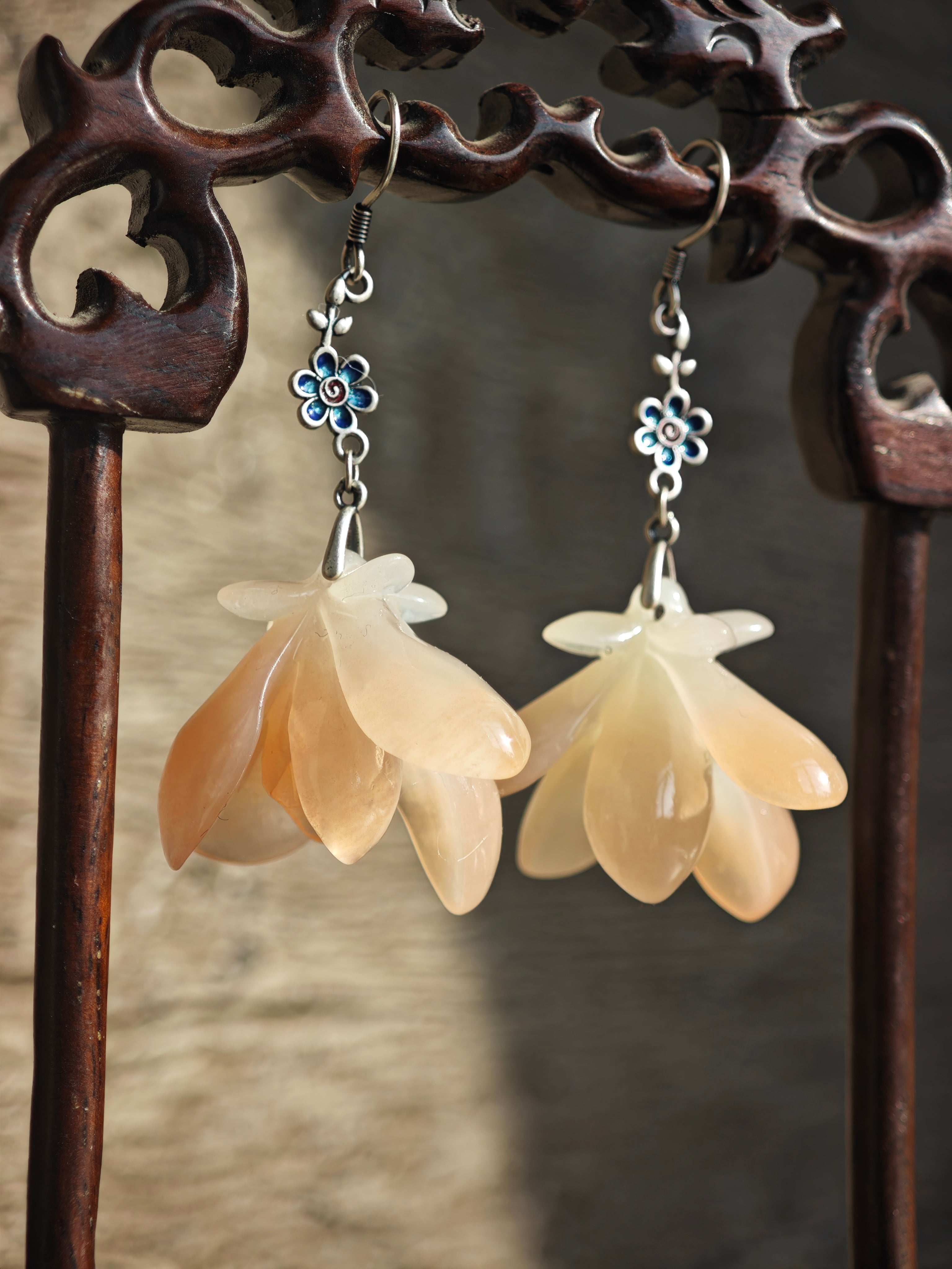 Oriental Bloom: Pink Magnolia Earrings