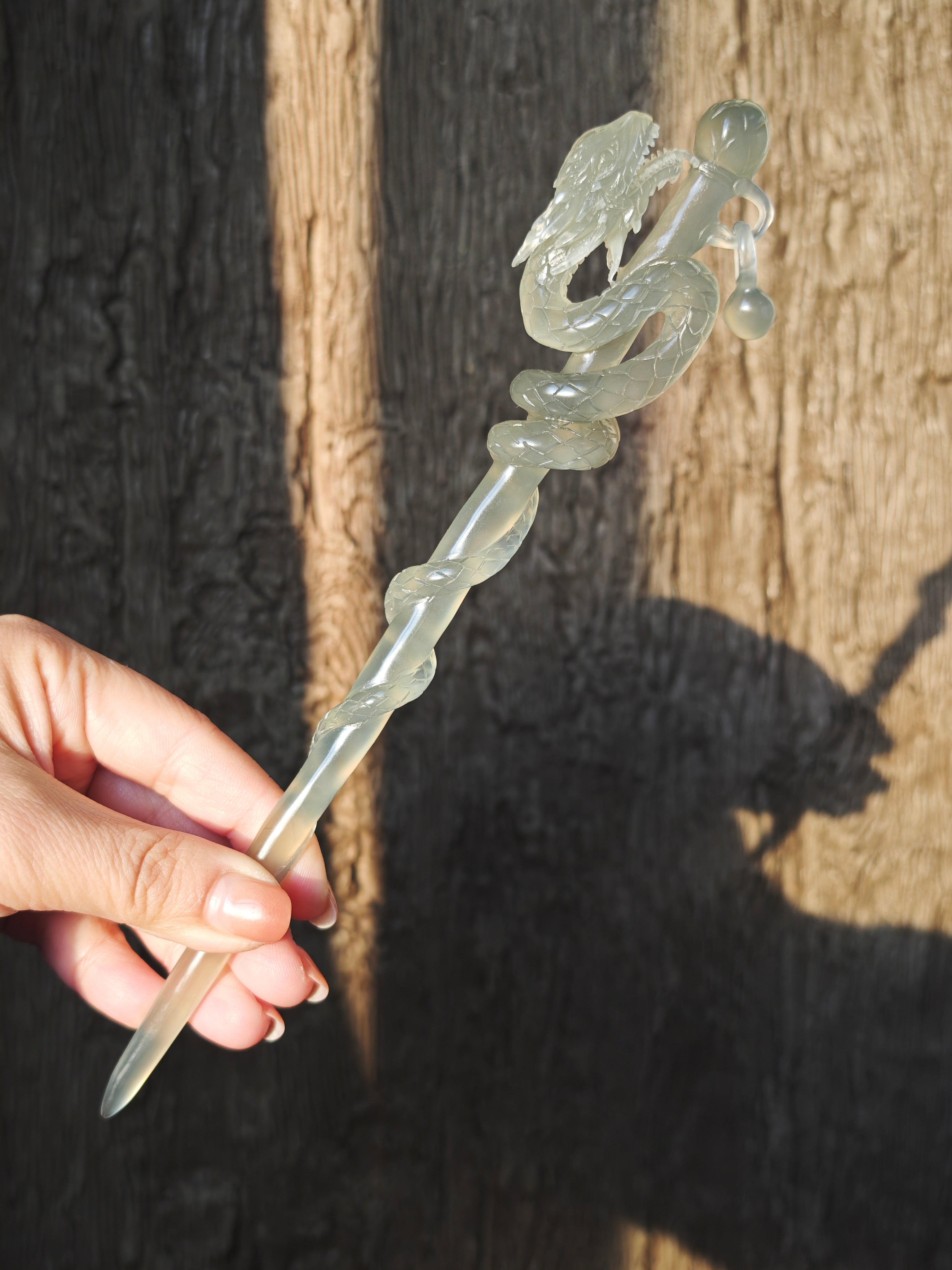 Lunar Frost Dragon Coil Hairpin