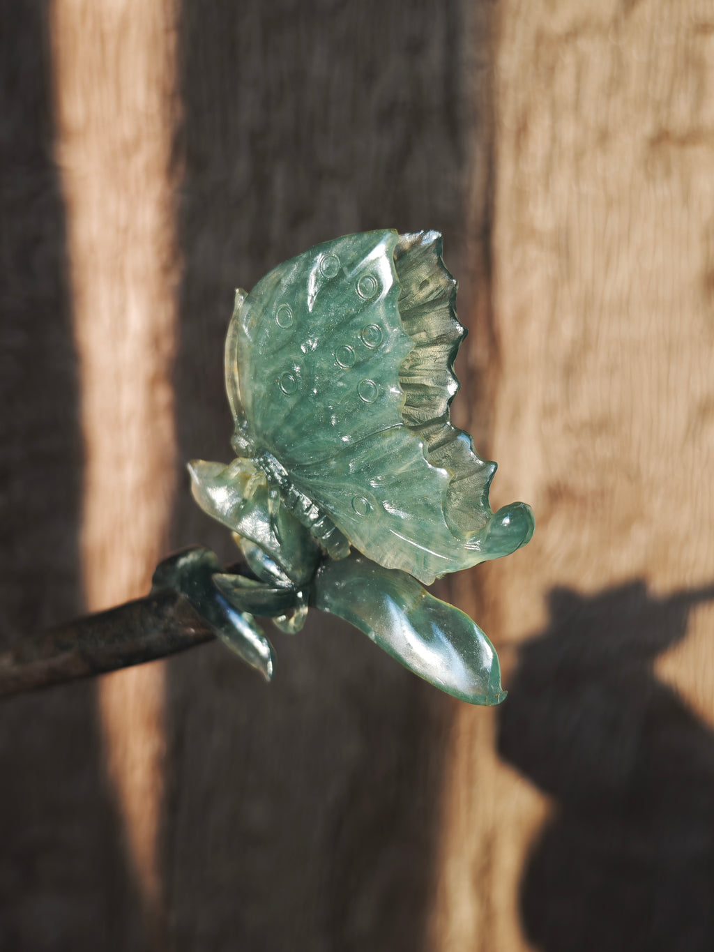 Azure Wings — Jade Butterfly Hairpin & Sculptural Decor
