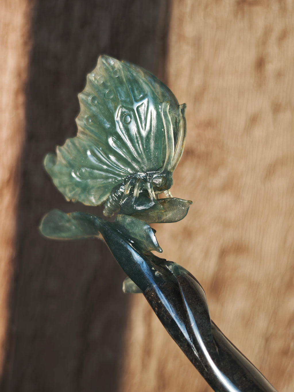 Azure Wings — Jade Butterfly Hairpin & Sculptural Decor